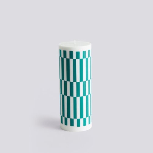 Column Candle L Light Grey & Green