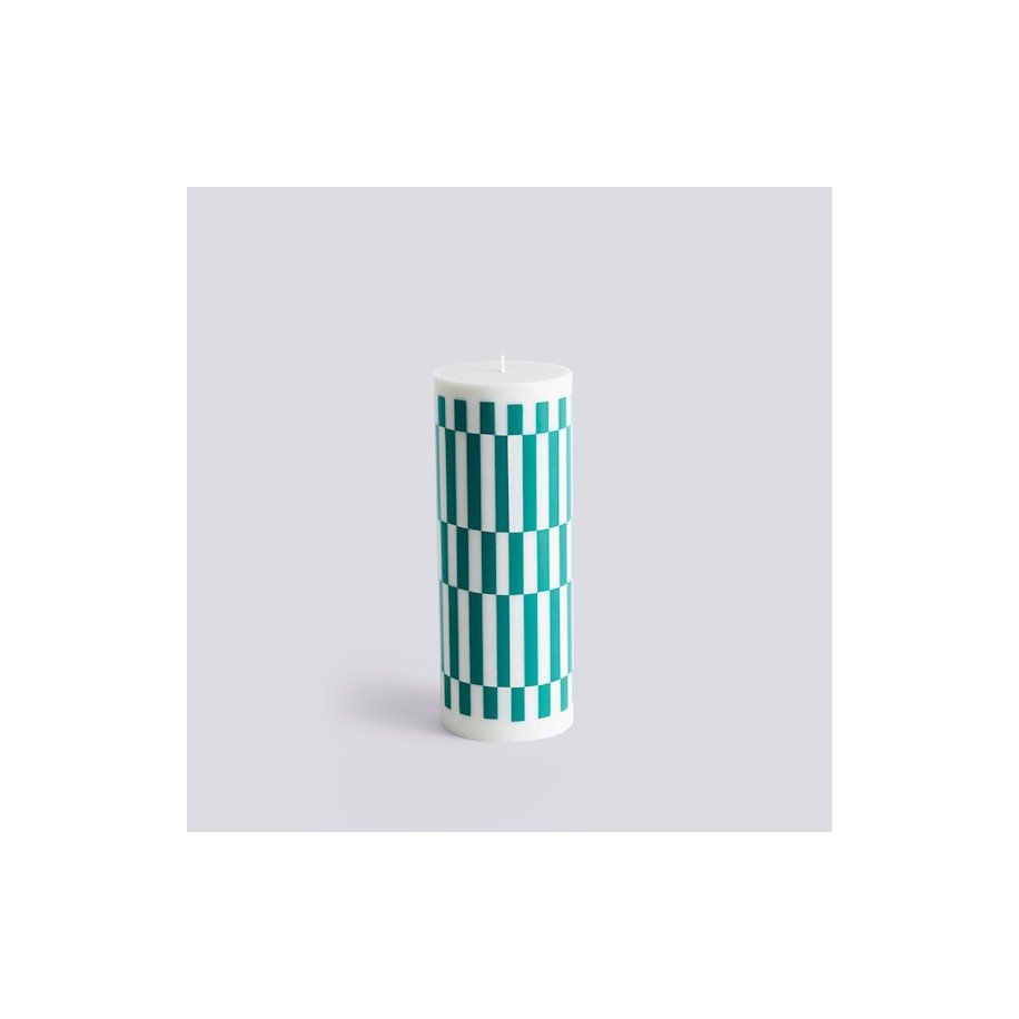 Column Candle L Light Grey & Green