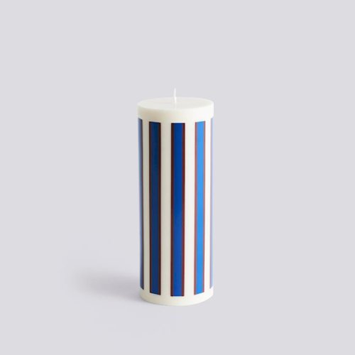 Column Candle L Off-white, Brown & Blue