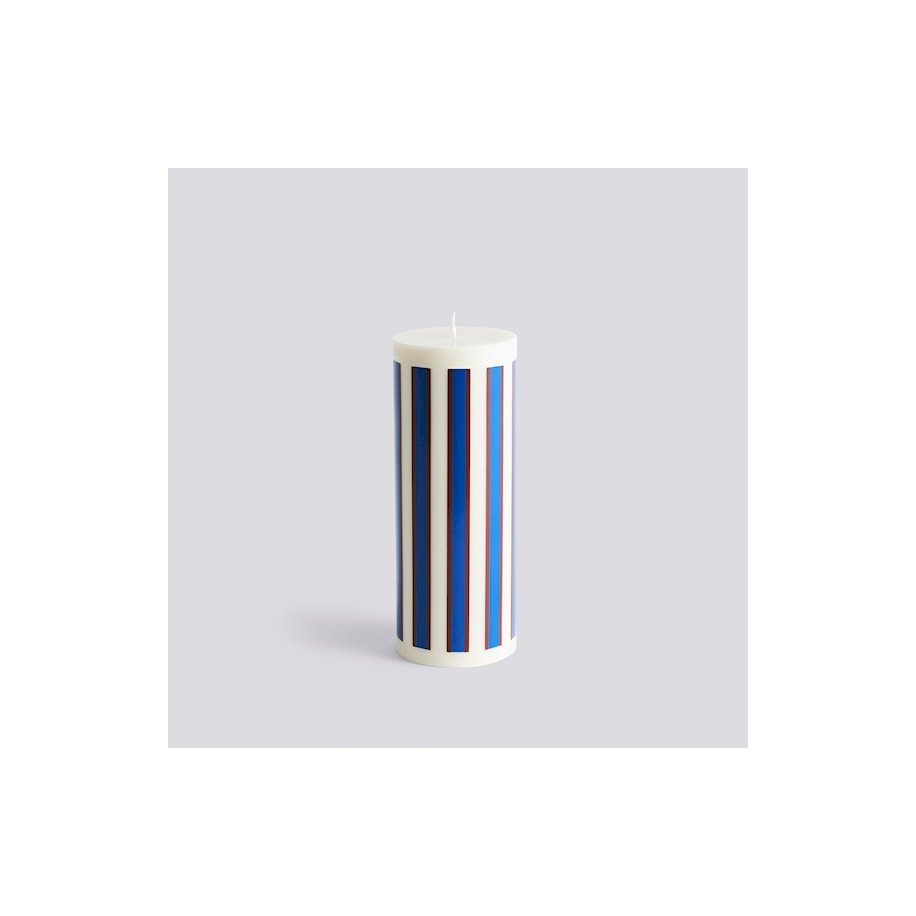 Column Candle L Off-white, Brown & Blue